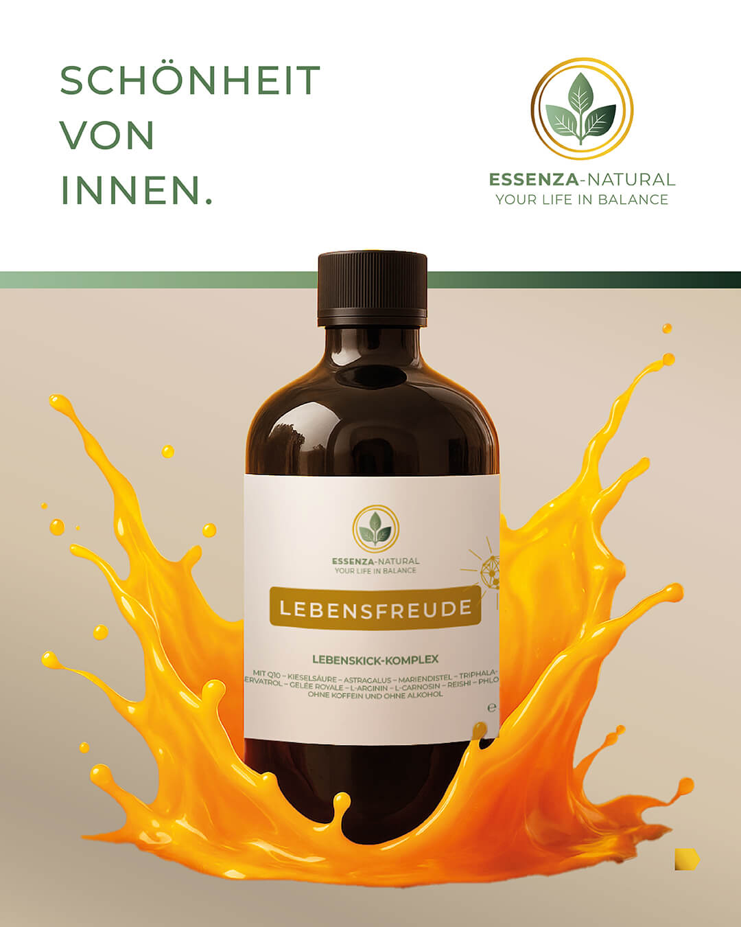 ESSENZA-NATURAL informiert: LEBENSFREUDE – flüssige Antworten für schöne Haut, kräftiges Haar und feste Nägel